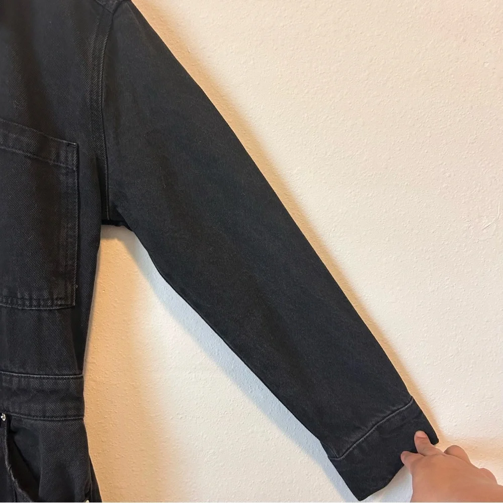 New! Zara Medium Women’s The Dorian Black Denim Jumpsuit - Picture 8 of 16
